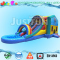 hotsale frozen inflatable bouncer slide,cheap price bouncing castle with dual lane water slide